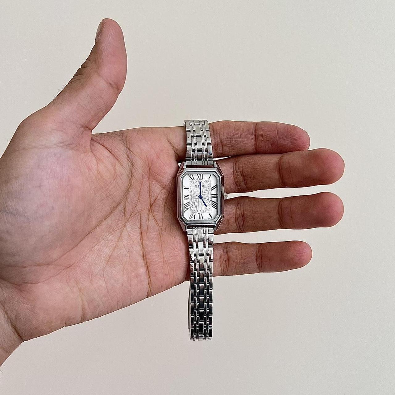 Silver stainless steel quartz luxury watch